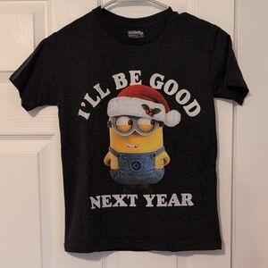 Santa Minions Gray Kids Christmas T-Shirt